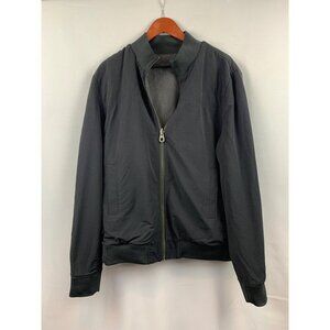 Reversible Mens Bomber Jacket With Zip Closure & Ribbed Collar